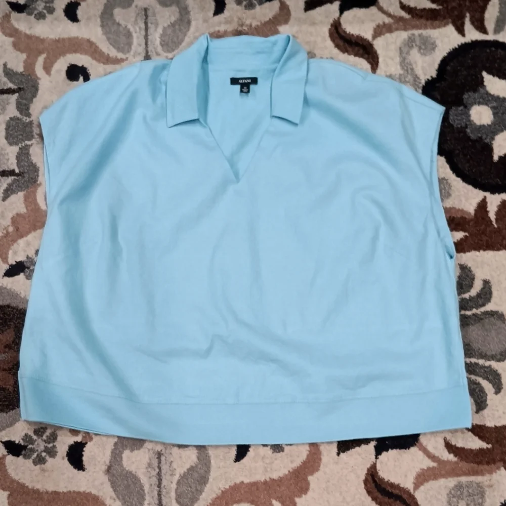 Alfani Women’s Plus Size 3X Tiffany Blue V-Neck Poncho Top Relax Fit Fashion - Picture 12 of 15